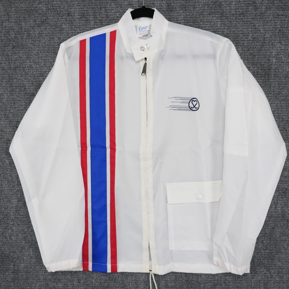 VTG Ebert Sportswear Racing Jacket White Nylon 70s Windbreaker Mens M NOS